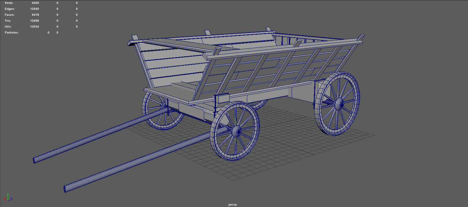 CARRIAGE old wooden wagon Low-poly 3D model_10