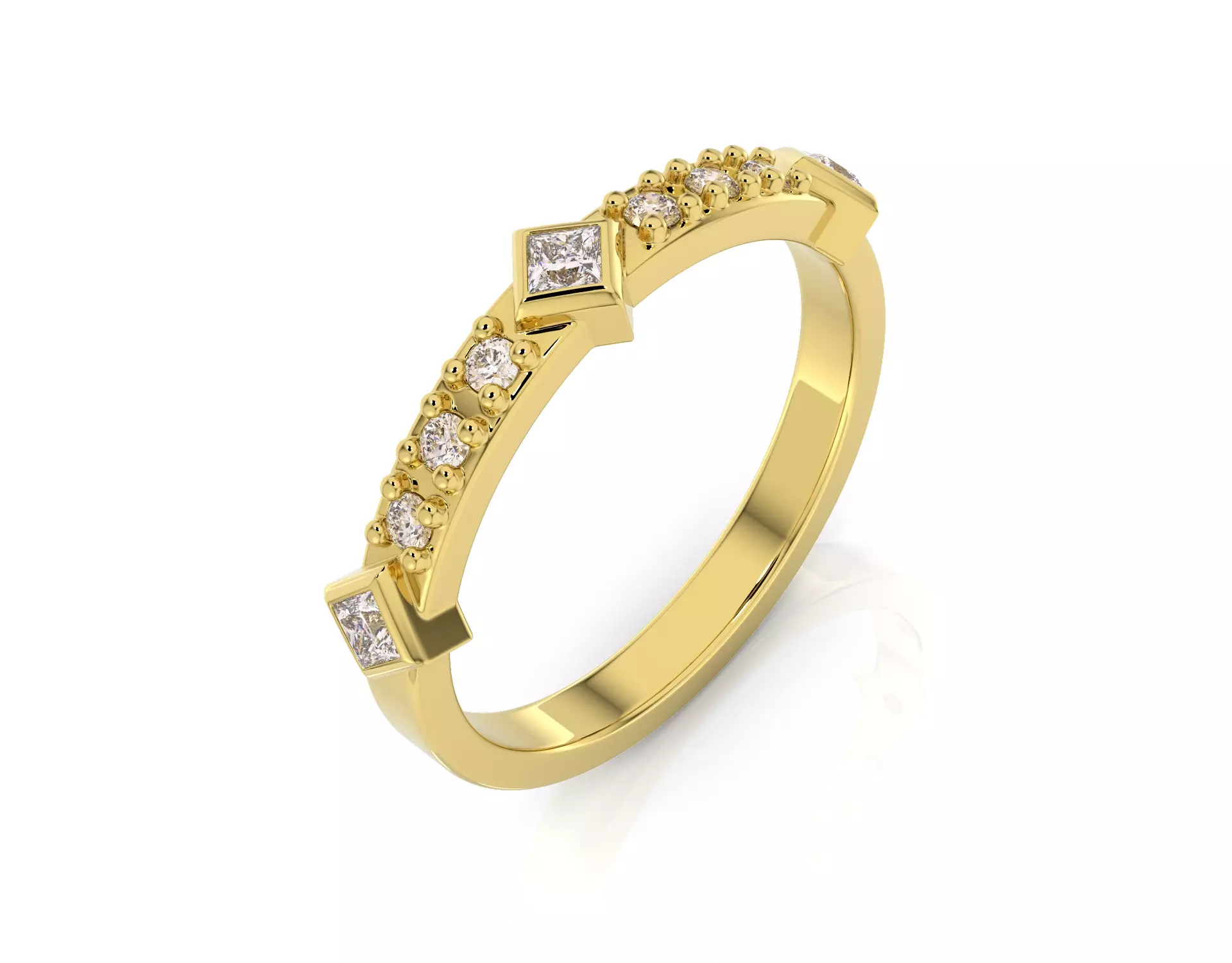 D-1803 gold diamond band ring 3D print model