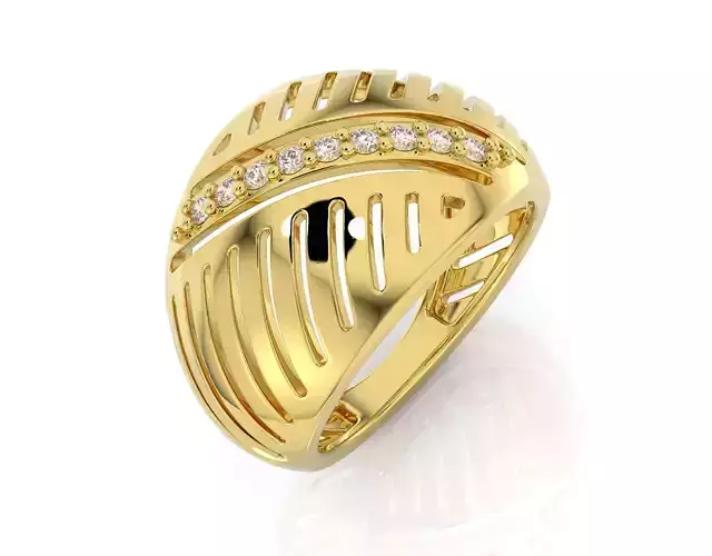 D-1829 gold ring with diamonds