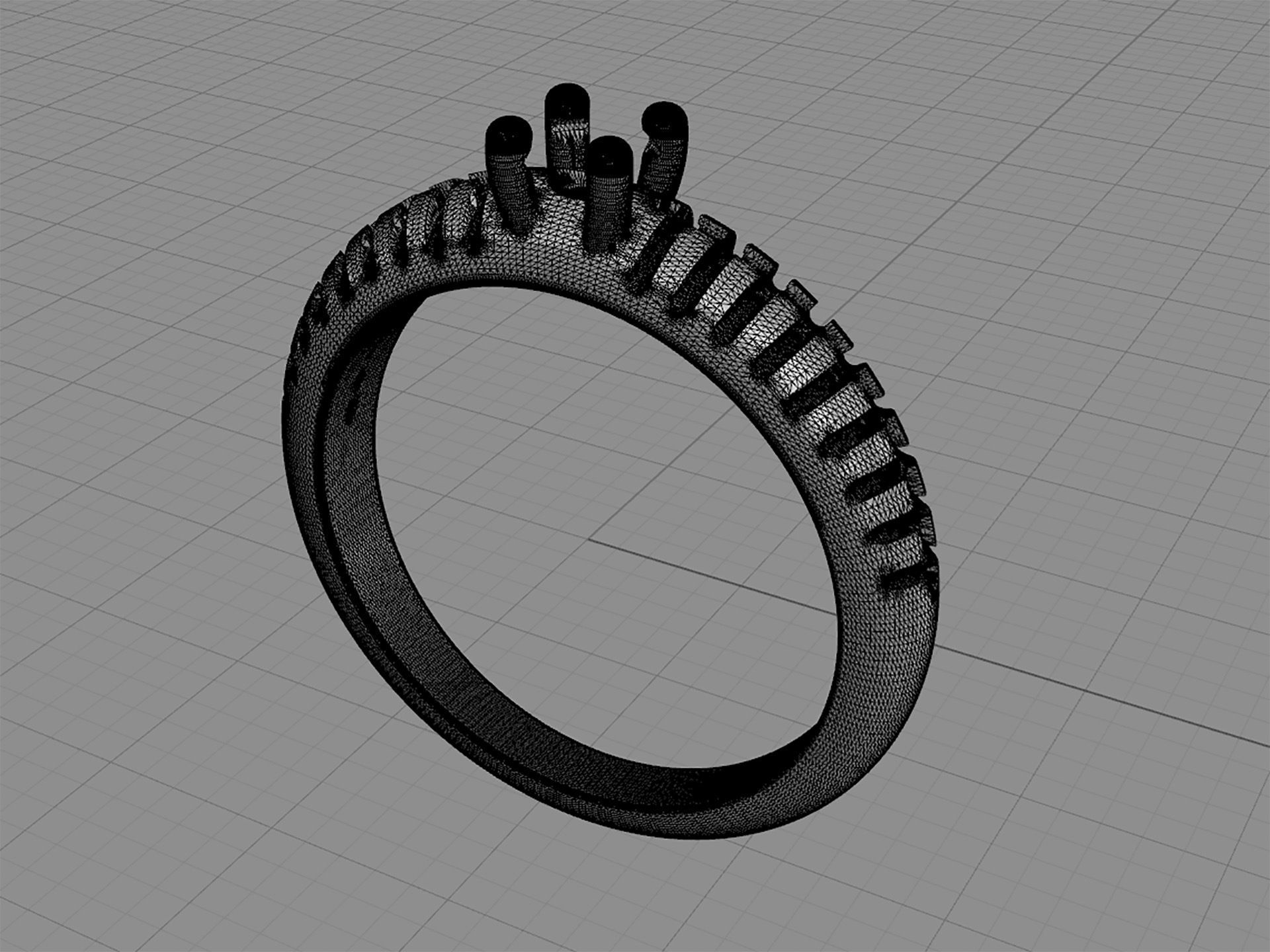 D-1835 diamond engagement ring gold 3D print model_6