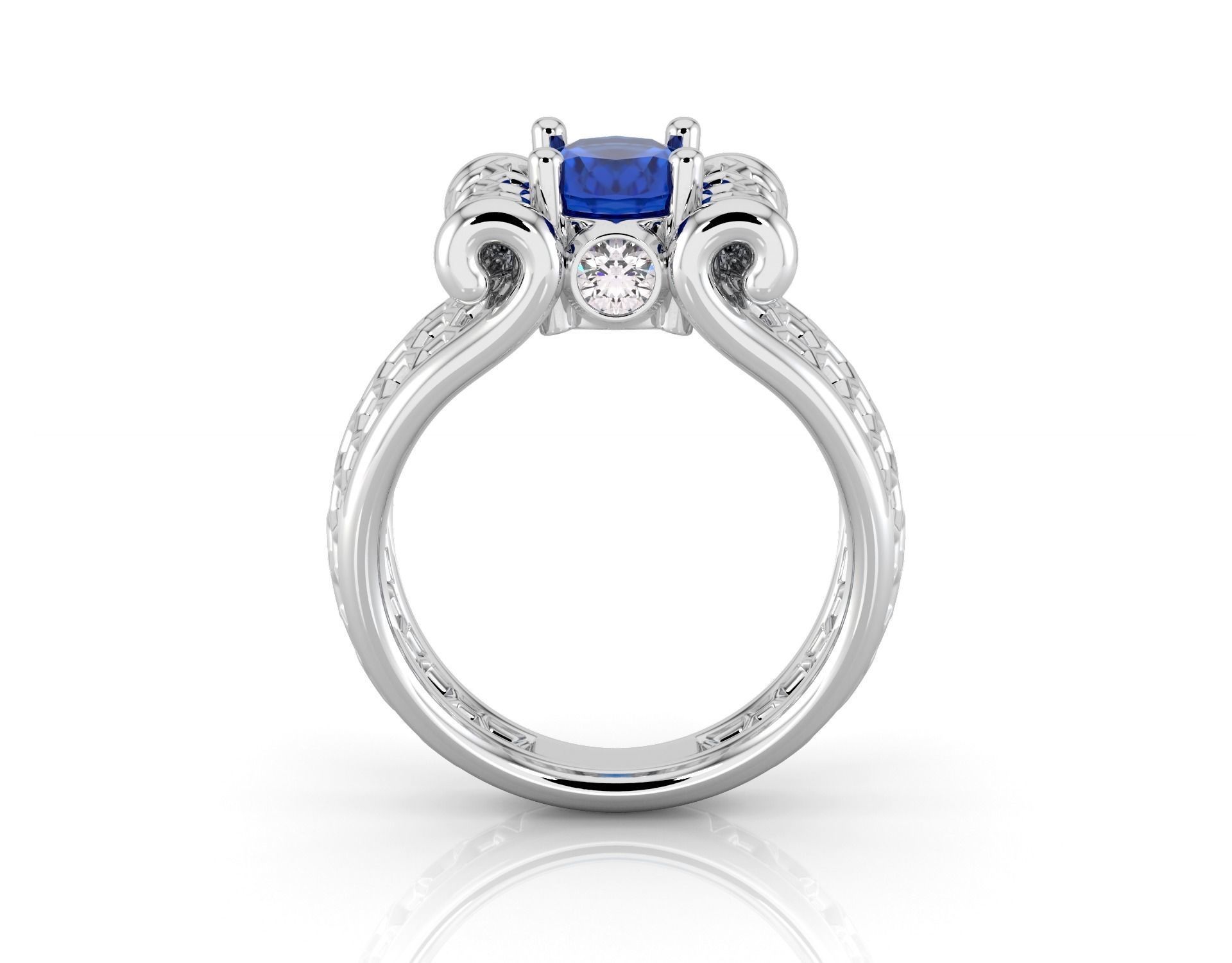 D-1875 sapphire and diamond ring 3D print model_1