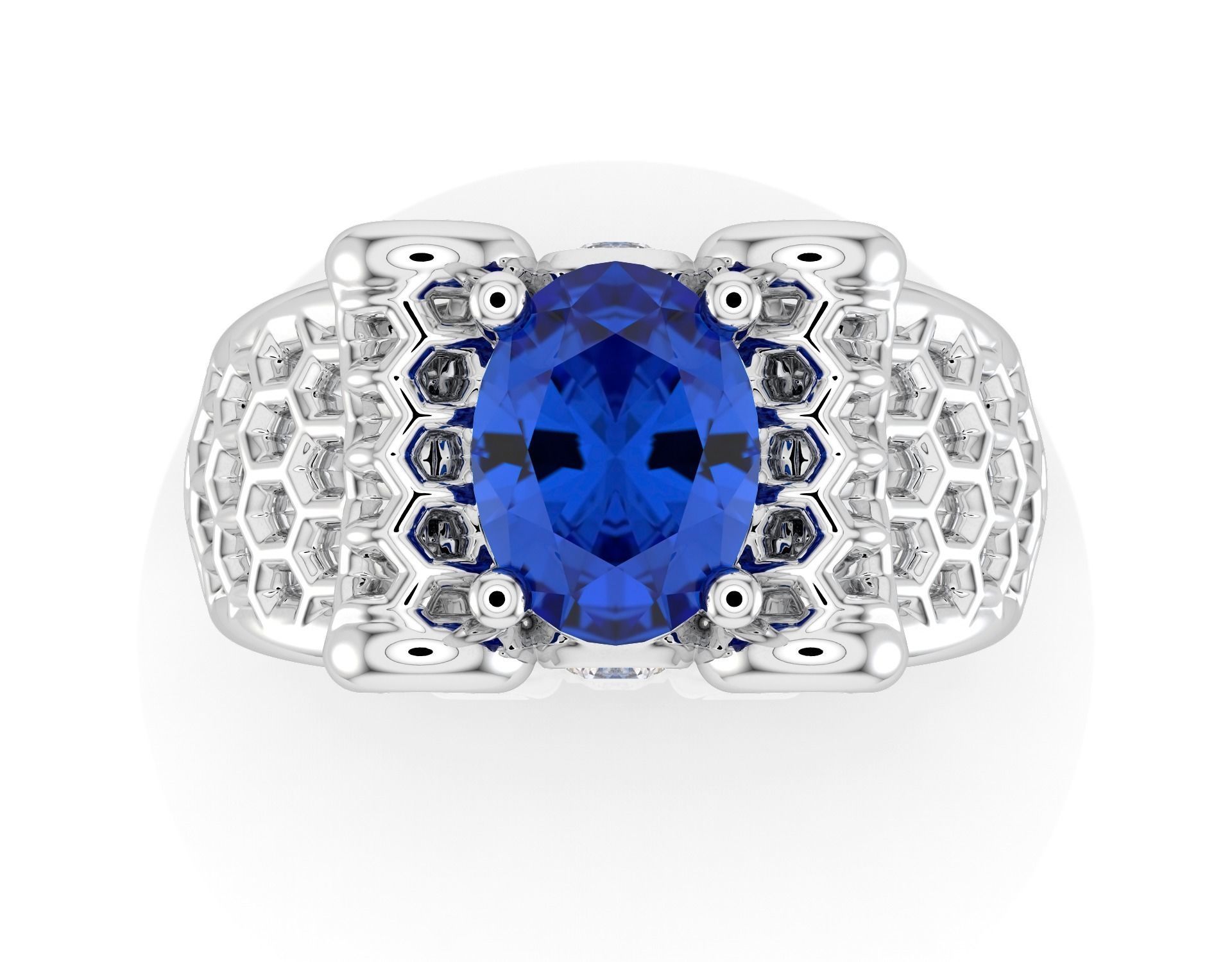 D-1875 sapphire and diamond ring 3D print model_3