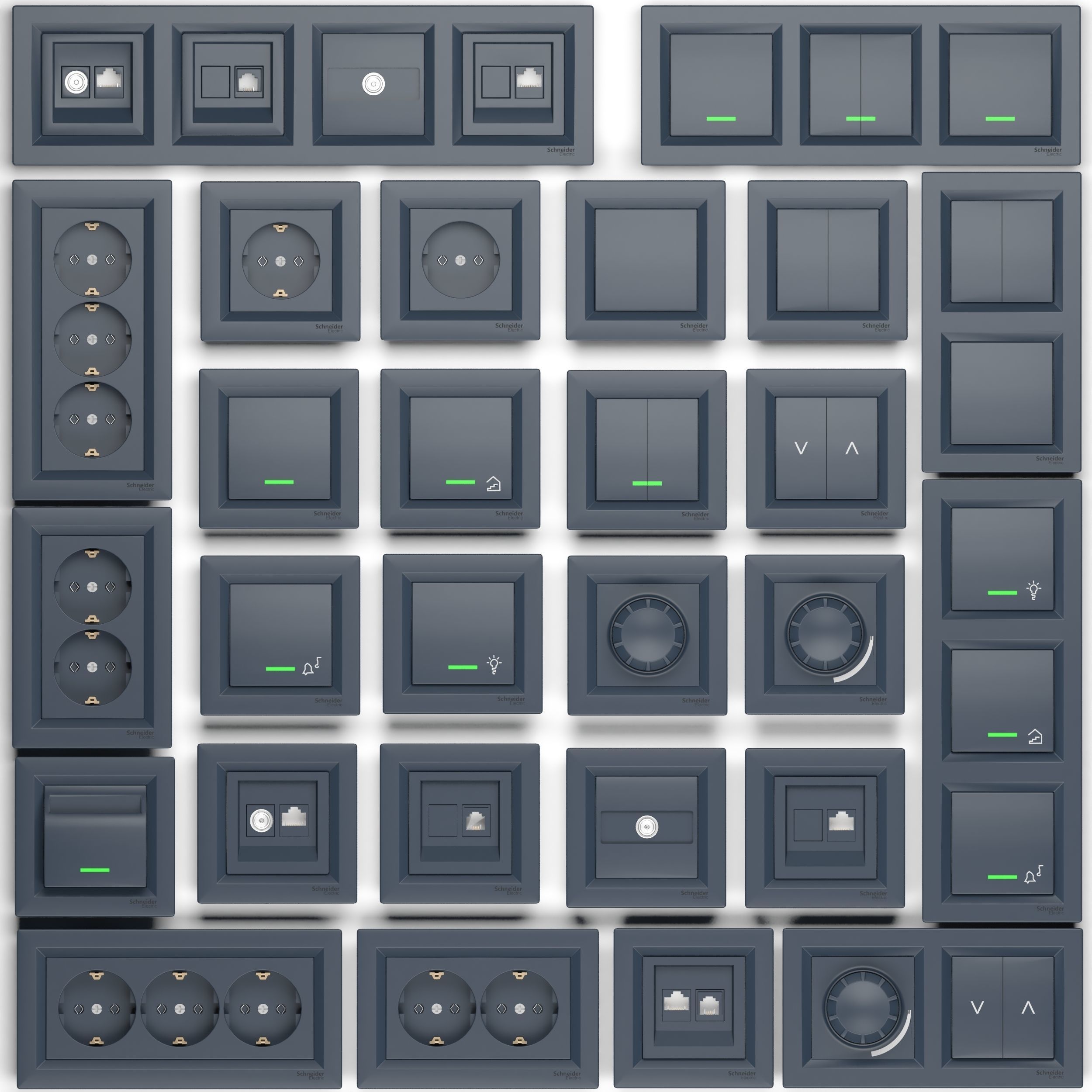 Outlets and Switches Schneider Electric Asfora series 3D model