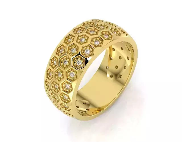 D-1881 gold band with diamonds