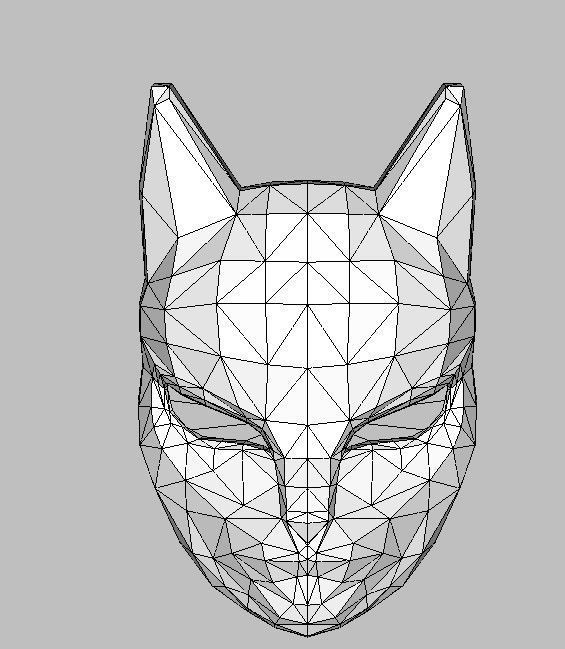 Cat Model mask with ornate design 3D model_4