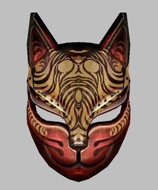 Cat Model mask with ornate design 3D model_20