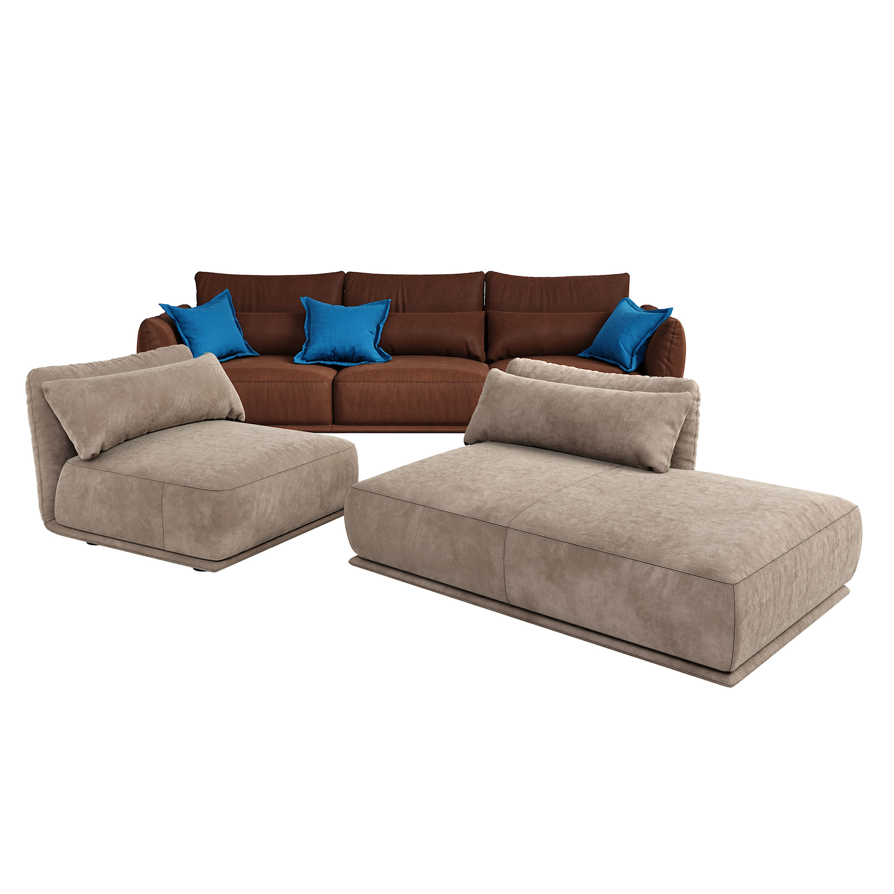 Cierre Clift sectional Sofa with backrest  footstool left side  3D model_4
