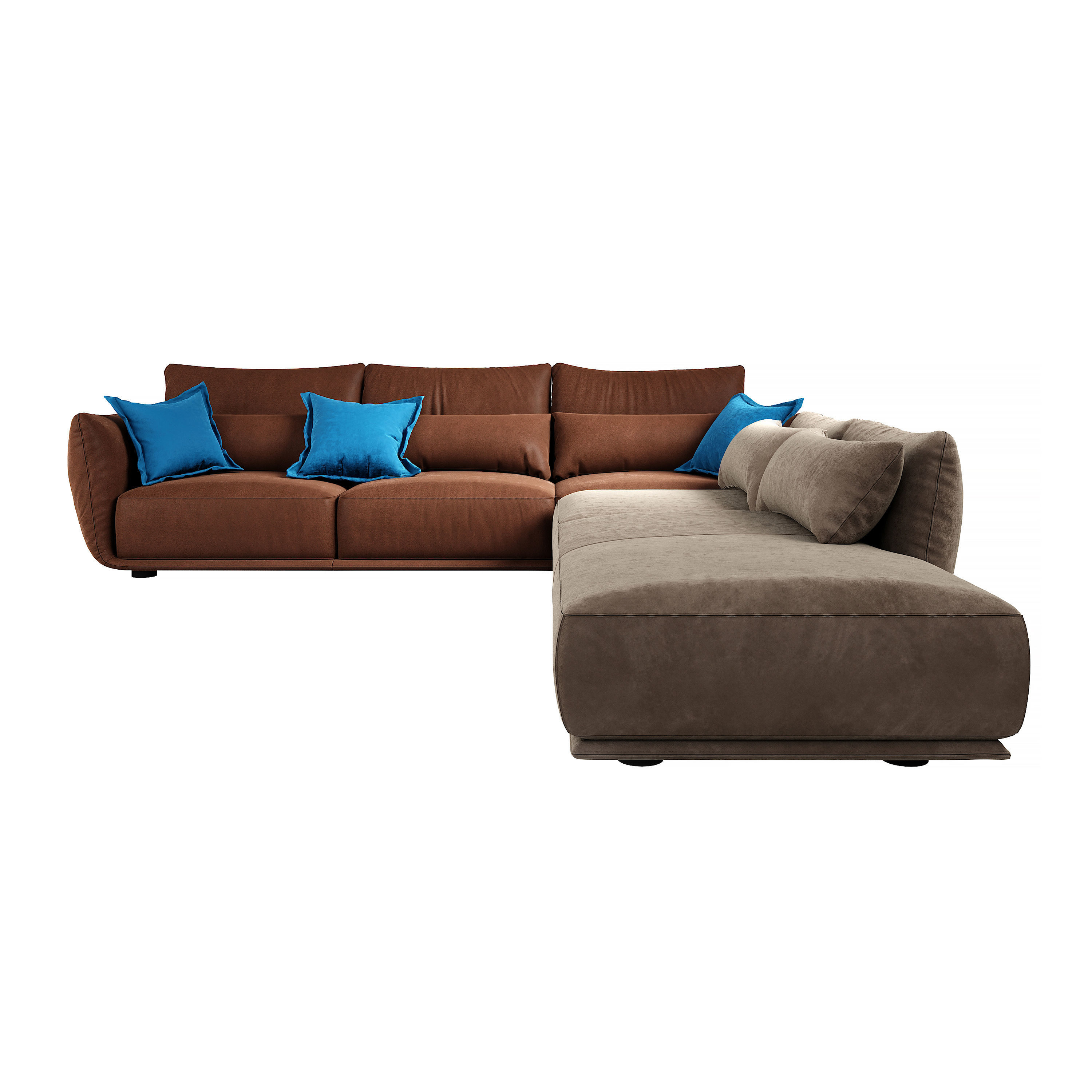 Cierre Clift sectional Sofa with backrest  footstool left side  3D model_2