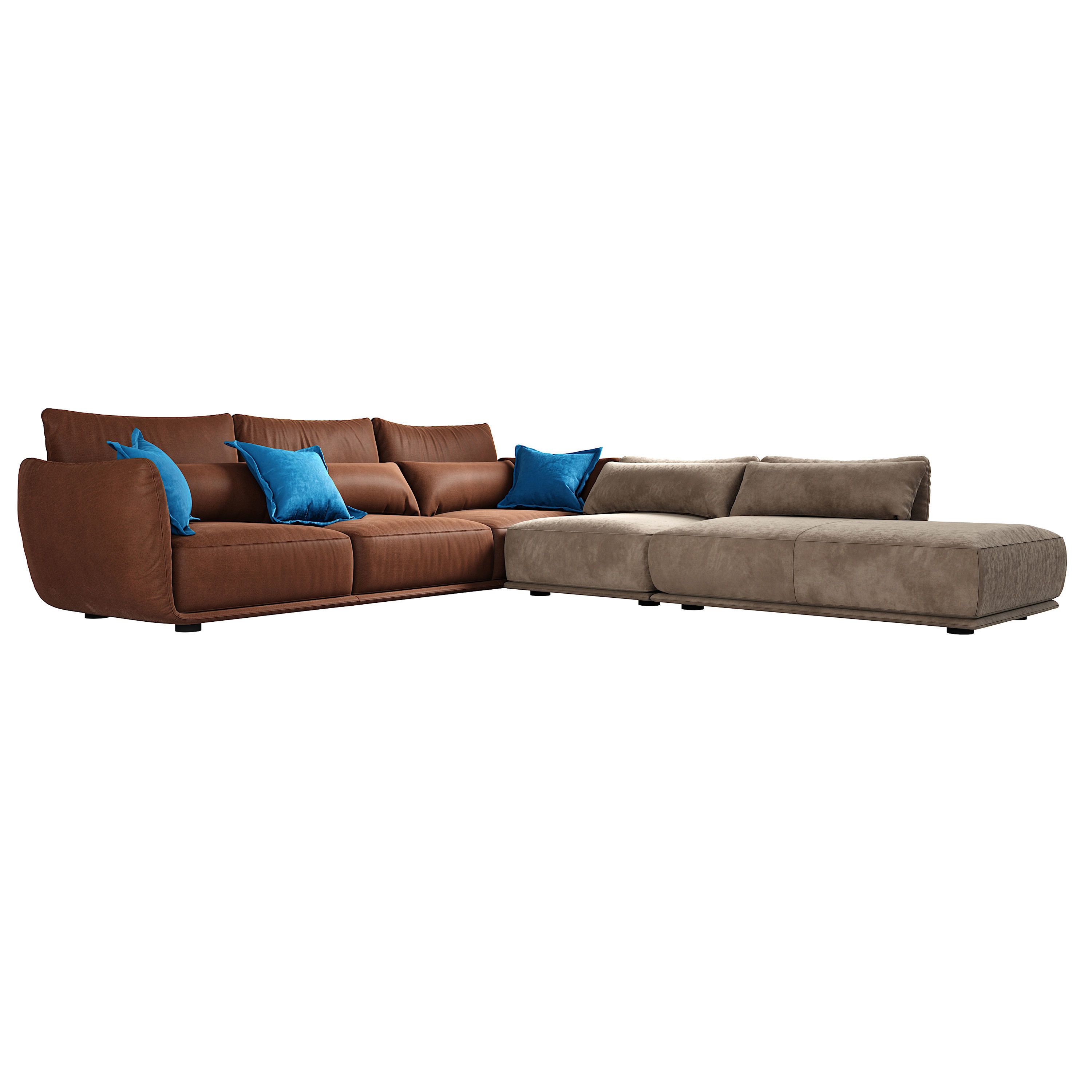 Cierre Clift sectional Sofa with backrest  footstool left side  3D model_1