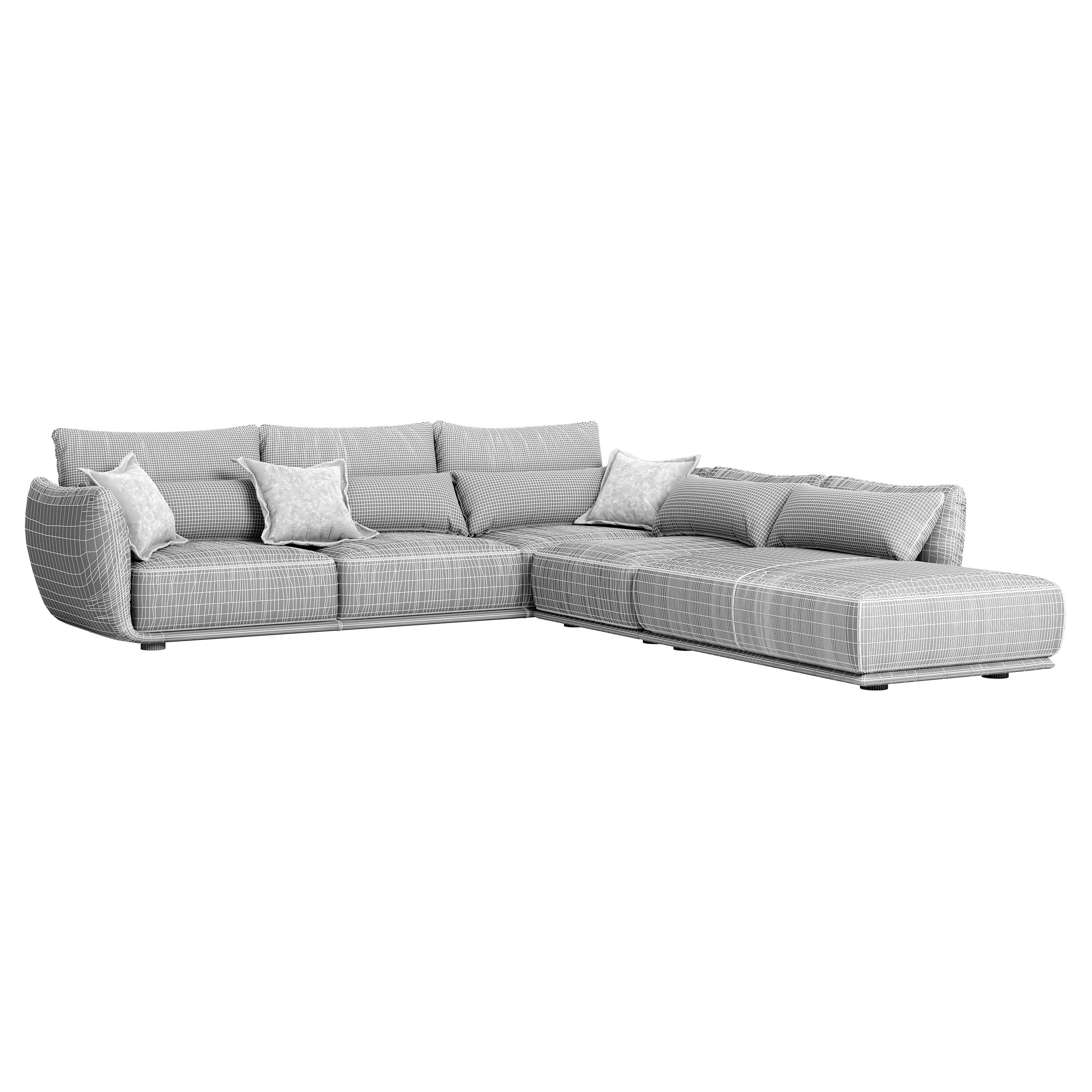 Cierre Clift sectional Sofa with backrest  footstool left side  3D model_5