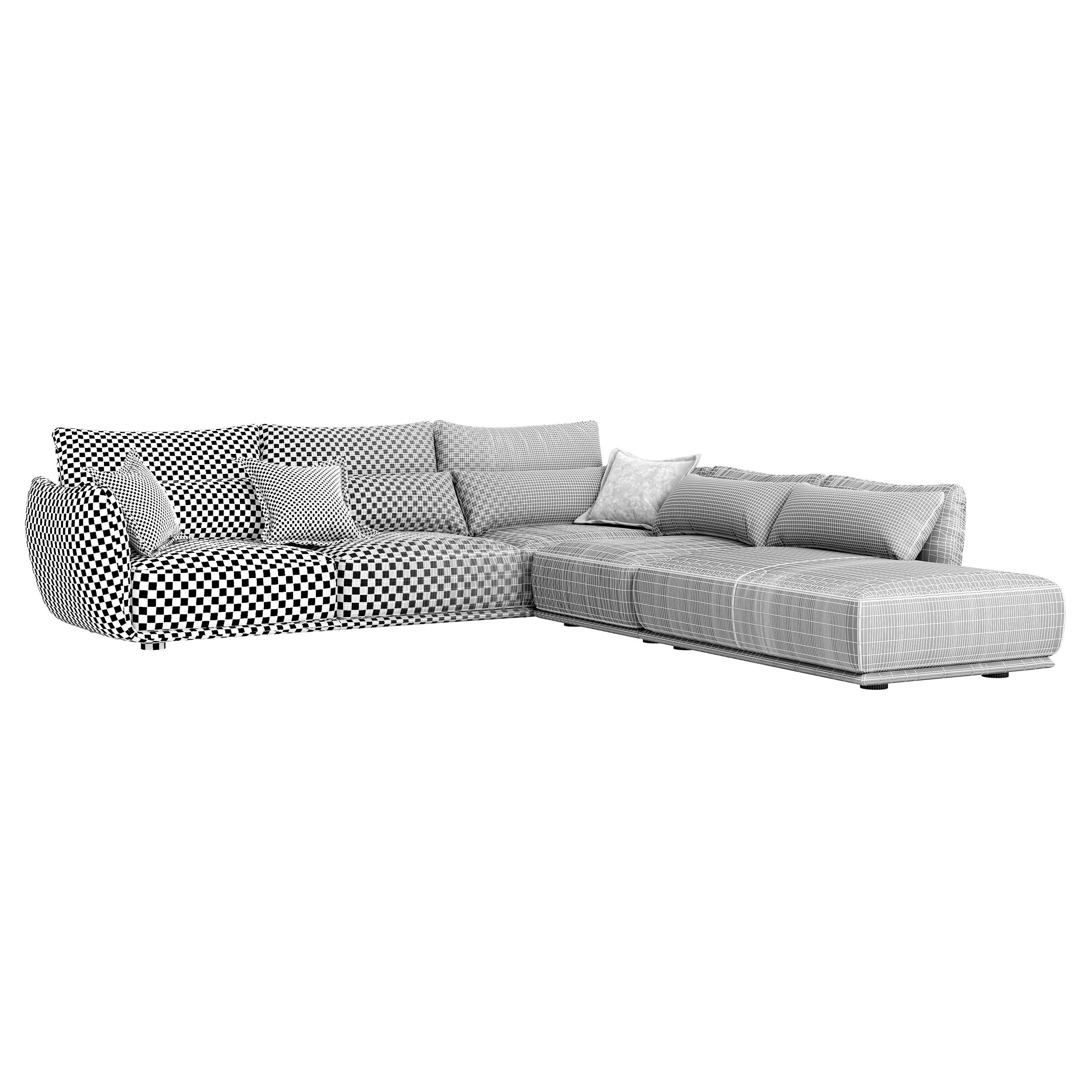 Cierre Clift sectional Sofa with backrest  footstool left side  3D model_6