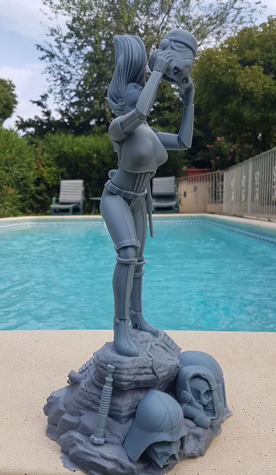 Lady Stormtrooper statue 3D print model_1