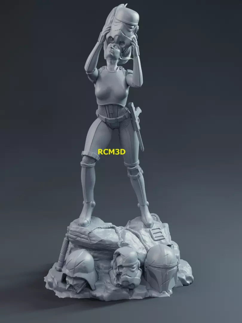 Lady Stormtrooper statue 3D print model_0