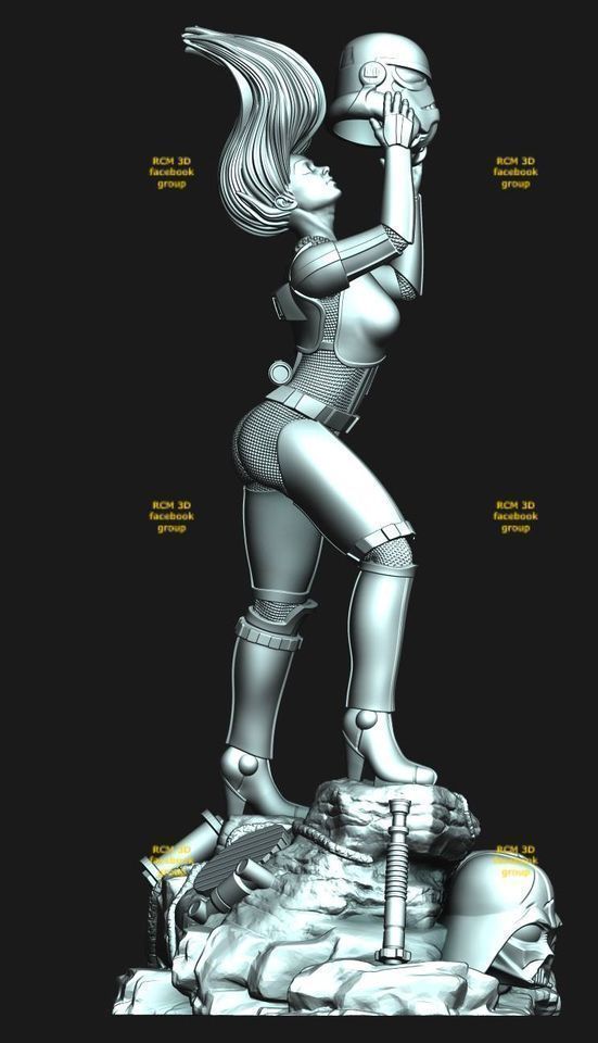 Lady Stormtrooper statue 3D print model_3