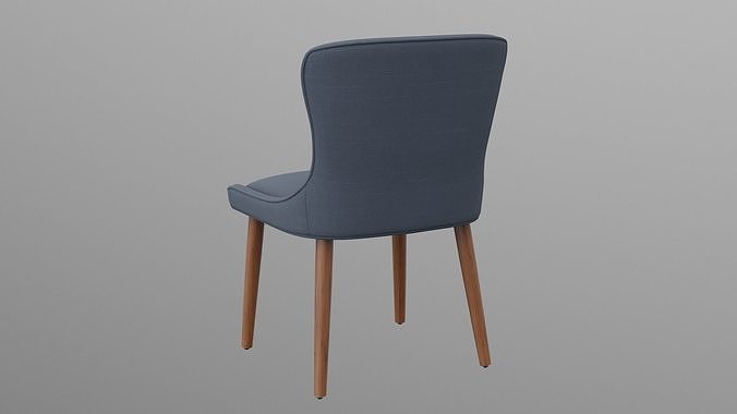 Zarah Dining Chair navy upholstered Low-poly 3D model 5