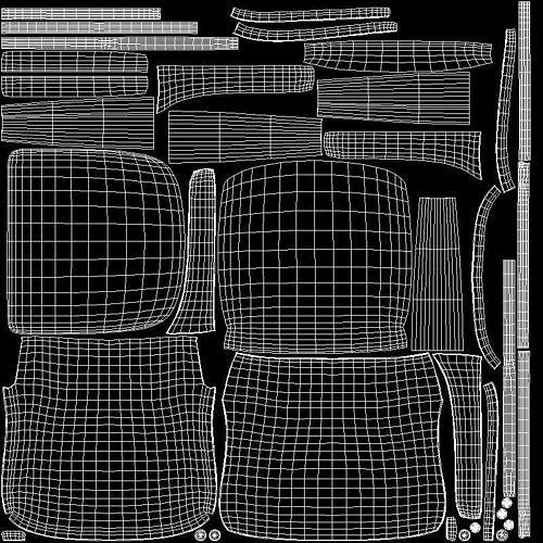 Zarah Dining Chair navy upholstered Low-poly 3D model 7
