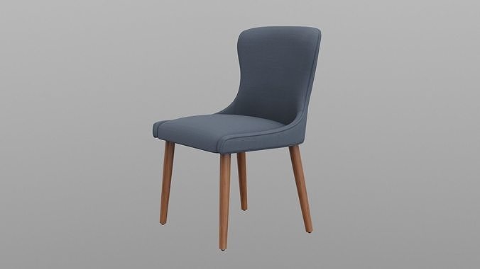 Zarah Dining Chair navy upholstered Low-poly 3D model 4