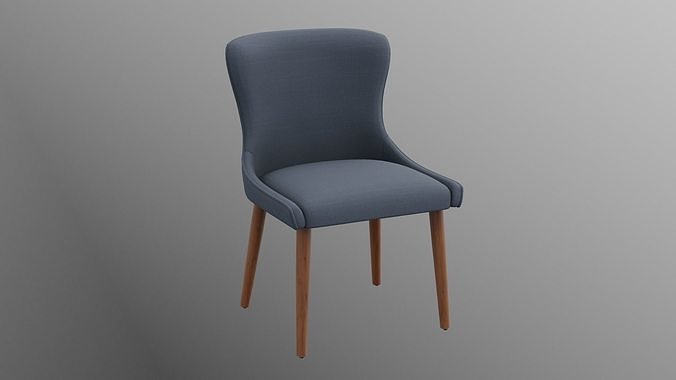 Zarah Dining Chair navy upholstered Low-poly 3D model 2