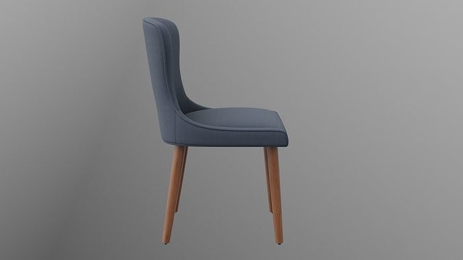 Zarah Dining Chair navy upholstered Low-poly 3D model 6