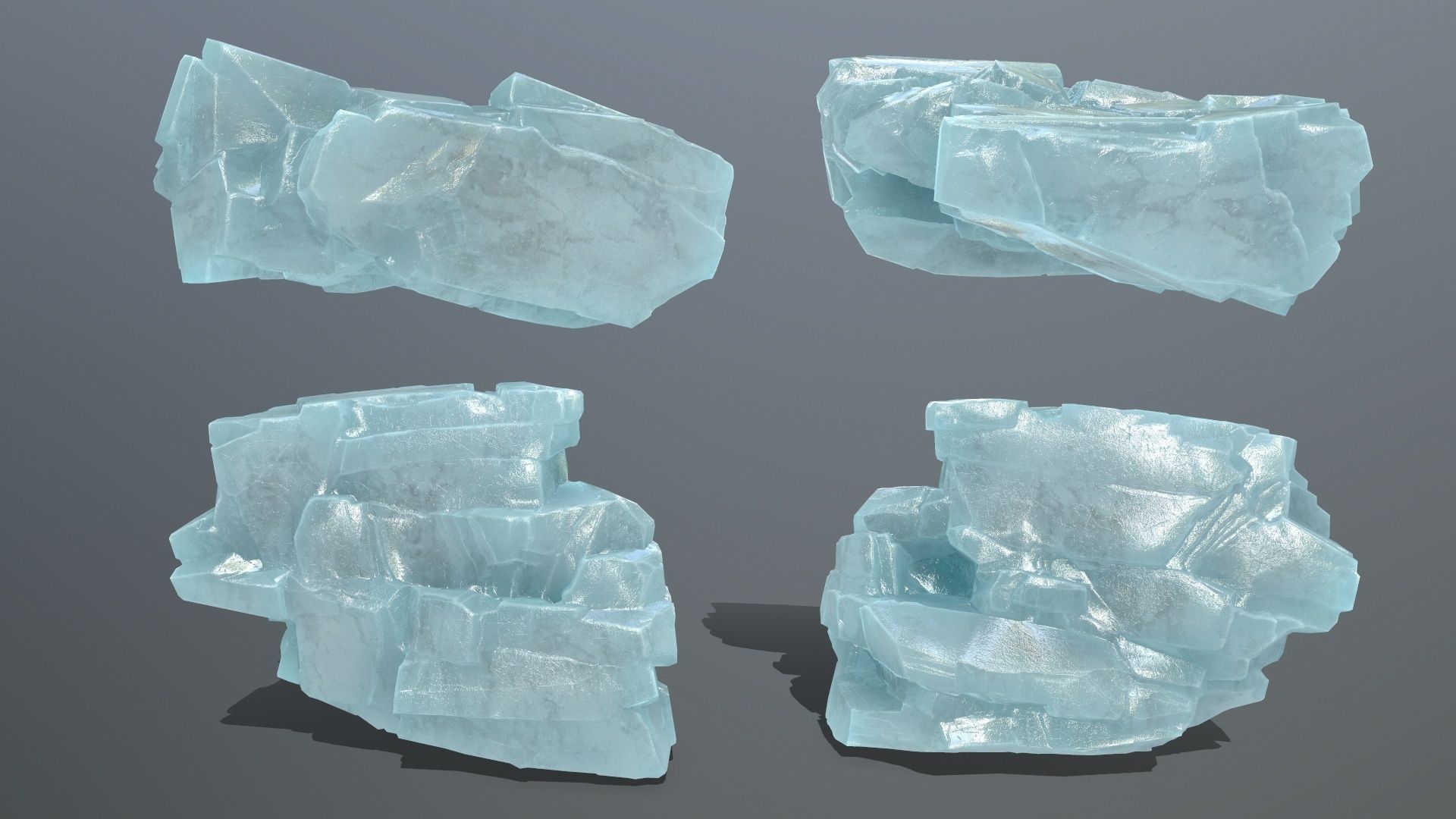 ice set 1 piece of aquamarine stone Low-poly 3D model_16