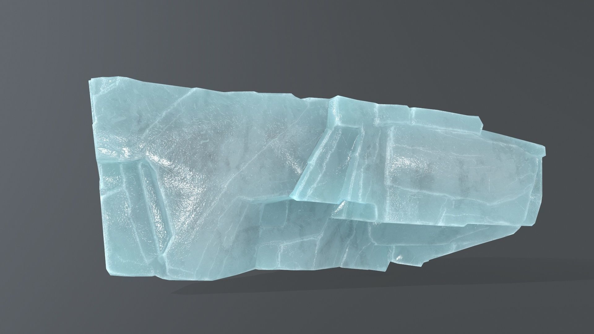 ice set 1 piece of aquamarine stone Low-poly 3D model_11