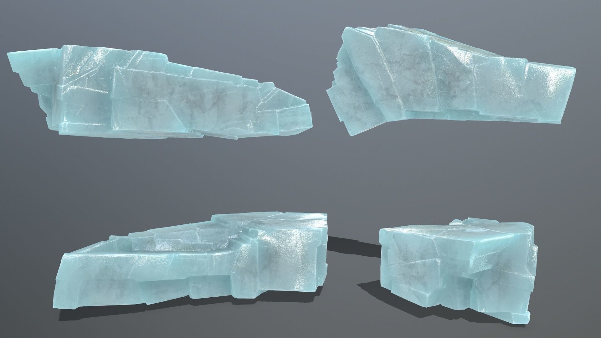 ice set 1 piece of aquamarine stone Low-poly 3D model_24