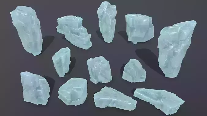 ice set 1 piece of aquamarine stone Low-poly 3D model