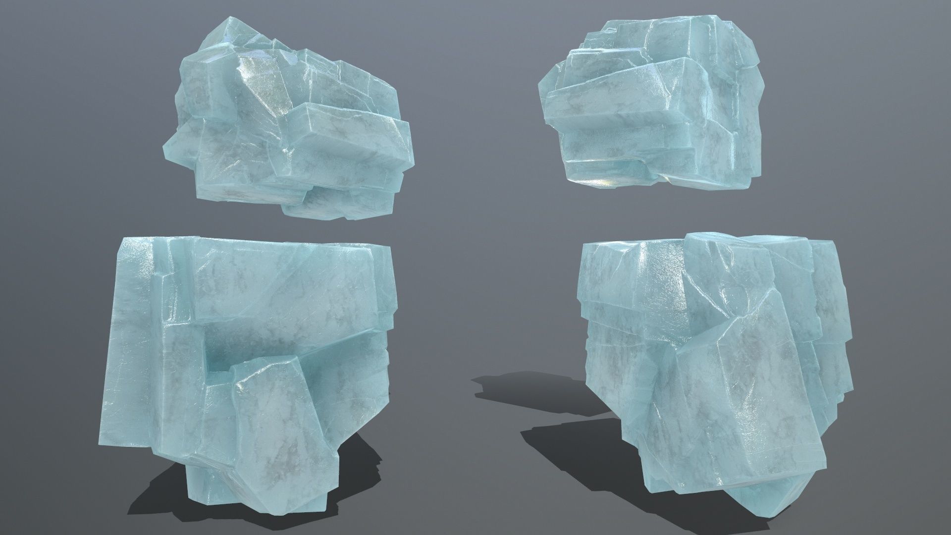 ice set 1 piece of aquamarine stone Low-poly 3D model_21