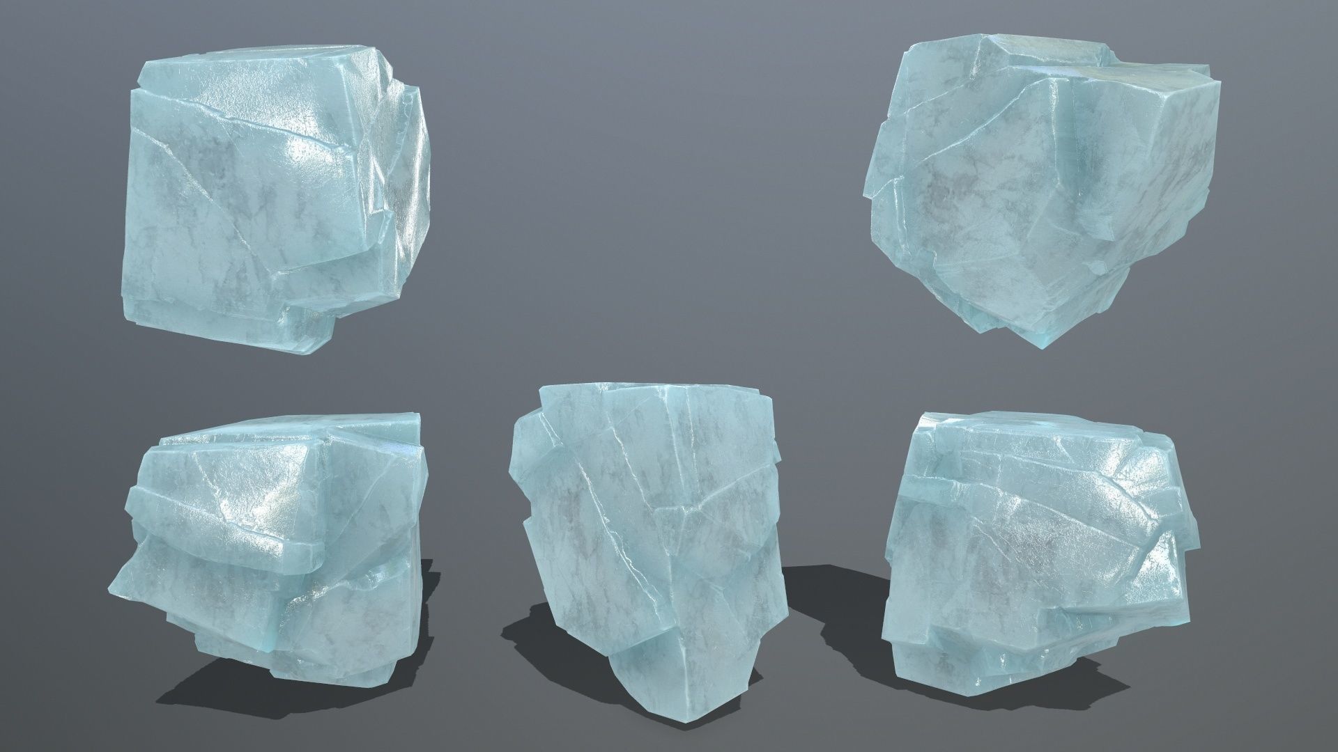 ice set 1 piece of aquamarine stone Low-poly 3D model_17