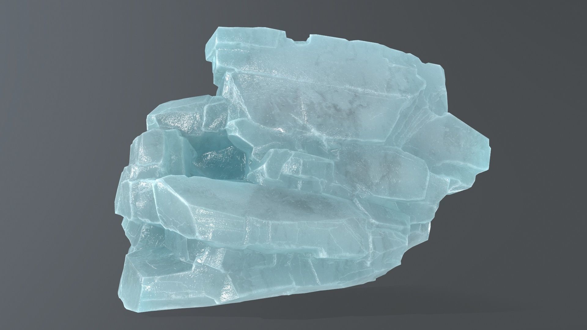 ice set 1 piece of aquamarine stone Low-poly 3D model_4