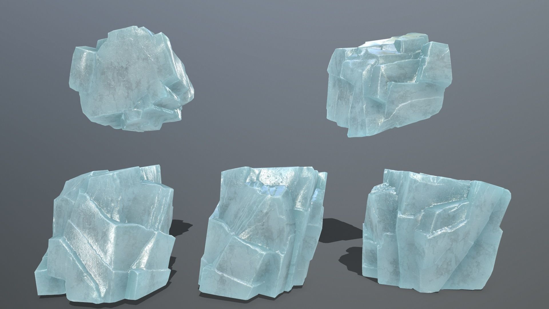 ice set 1 piece of aquamarine stone Low-poly 3D model_19