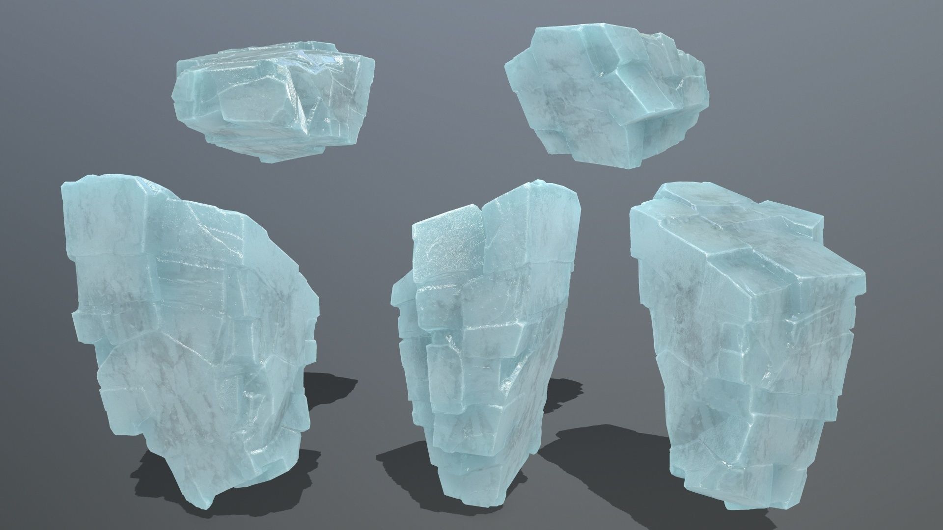 ice set 1 piece of aquamarine stone Low-poly 3D model_18