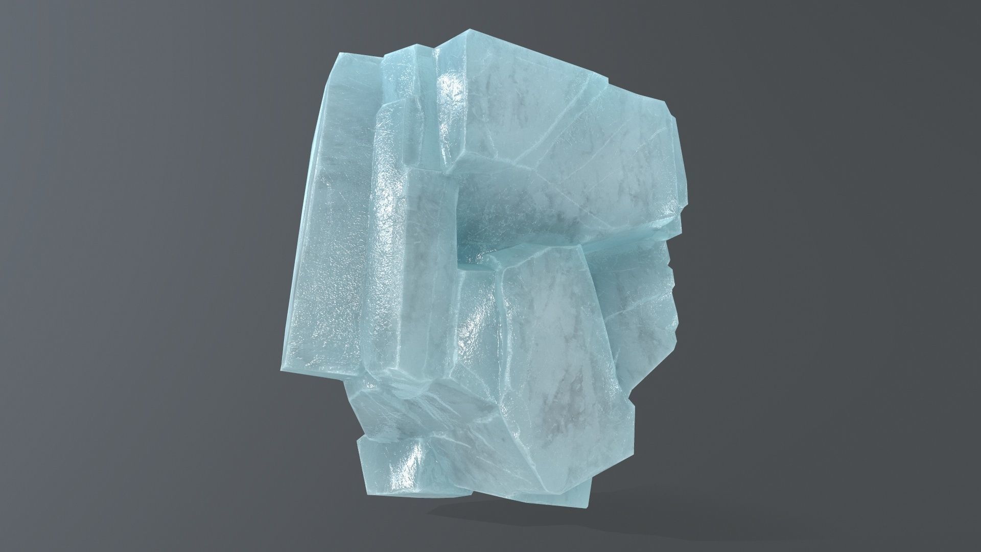 ice set 1 piece of aquamarine stone Low-poly 3D model_9