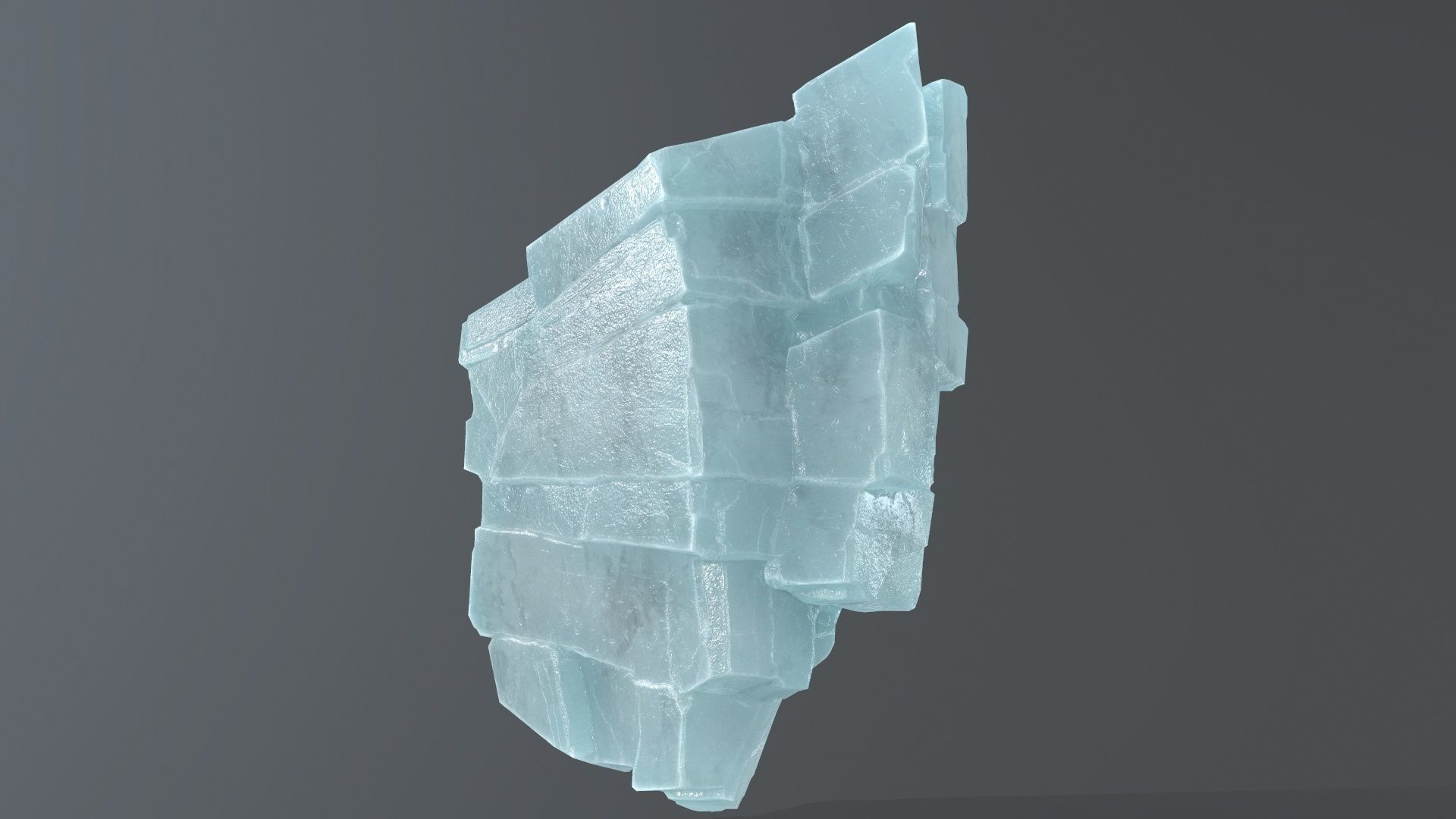 ice set 1 piece of aquamarine stone Low-poly 3D model_6