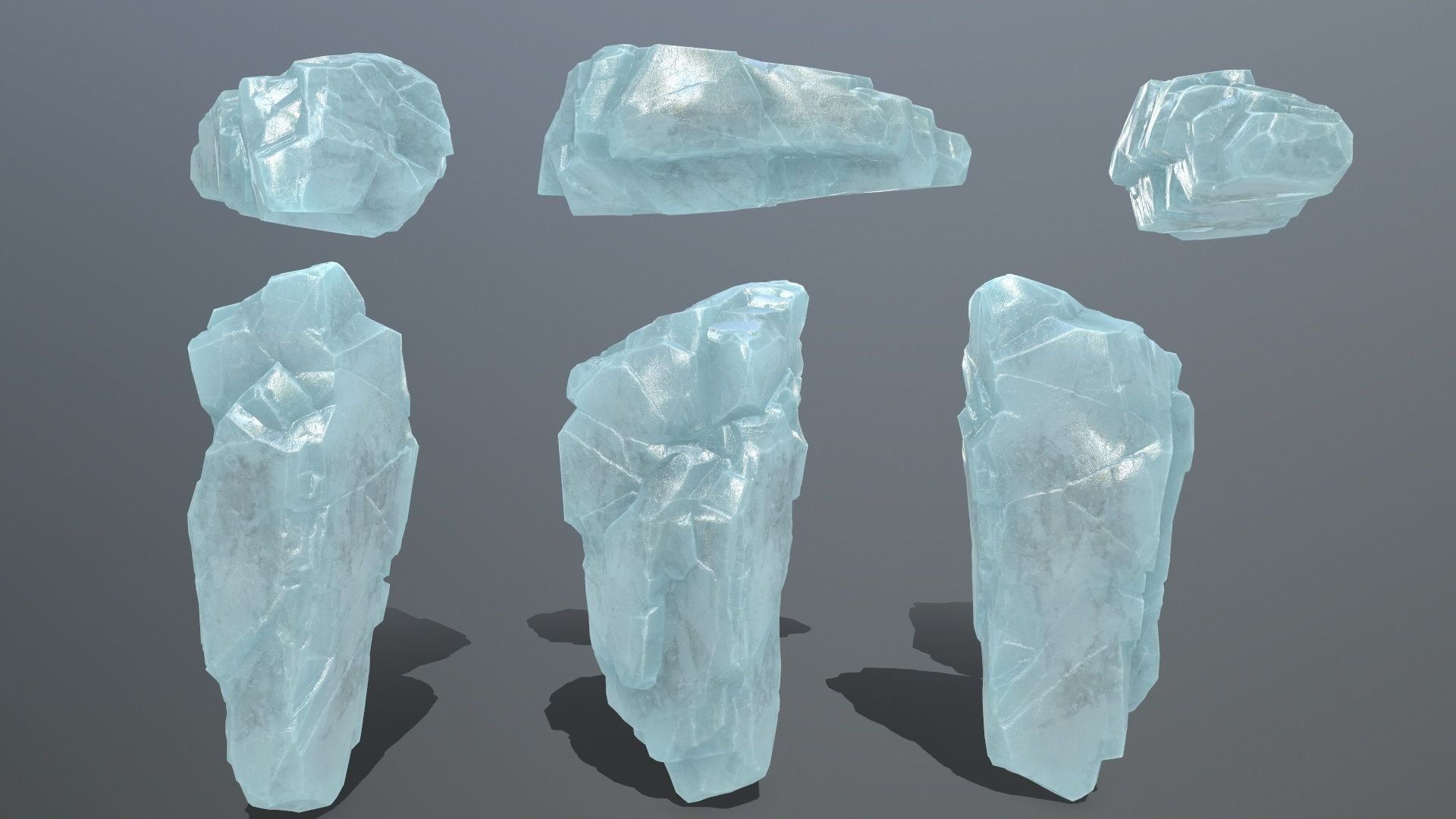 ice set 1 piece of aquamarine stone Low-poly 3D model_13