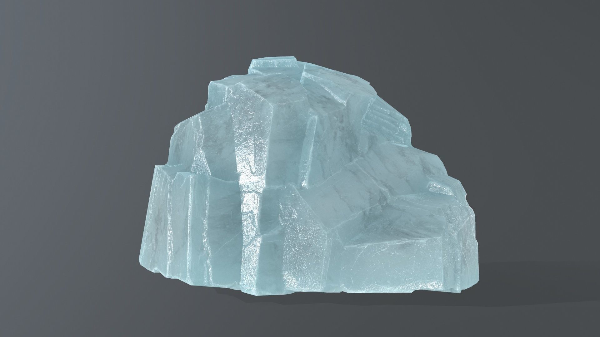 ice set 1 piece of aquamarine stone Low-poly 3D model_8