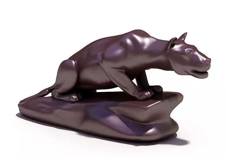 Brown Panther Sculpture 3D model_0