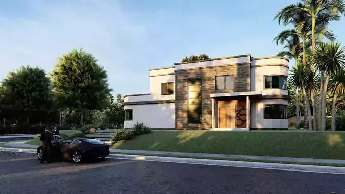 Residential Bunglow with surrounding 3D model