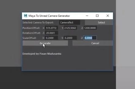 Maya to Unreal Engine Camera exporter