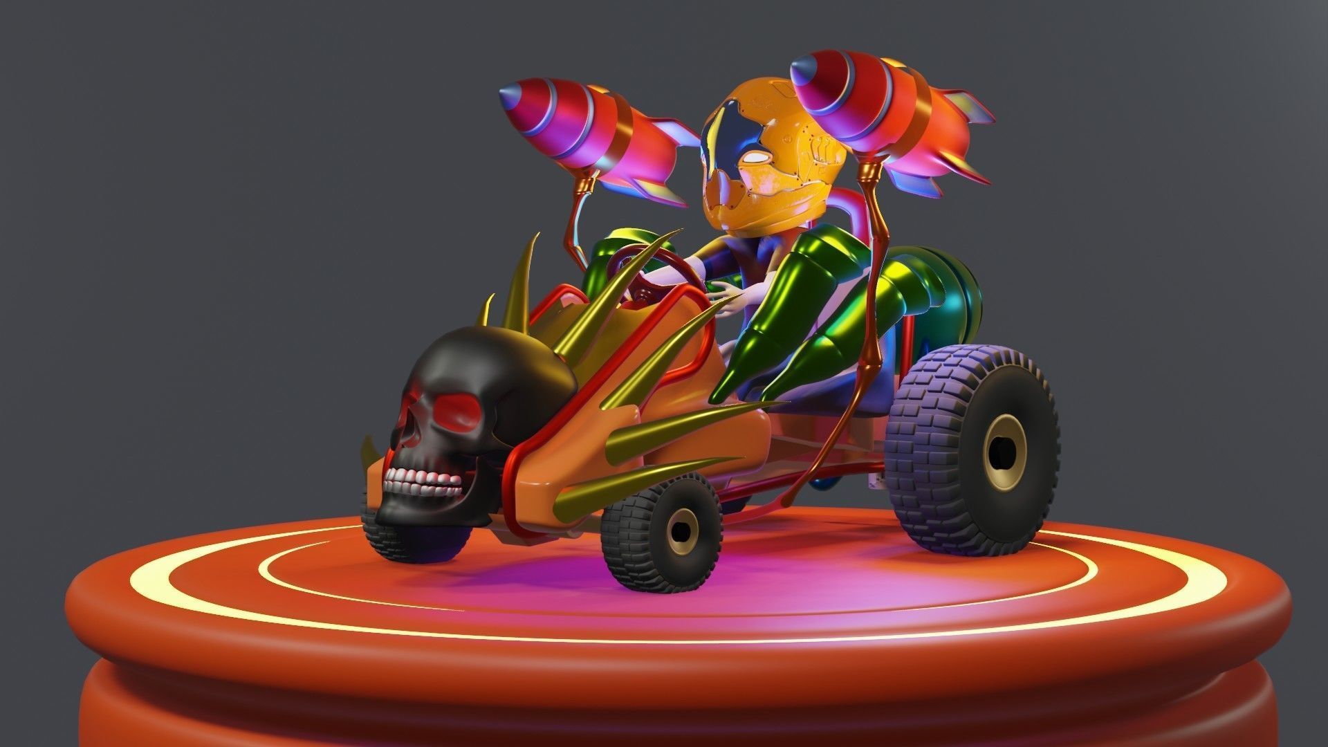 Go-Kart Game Ready 3D Model robot car Low-poly 3D model_11