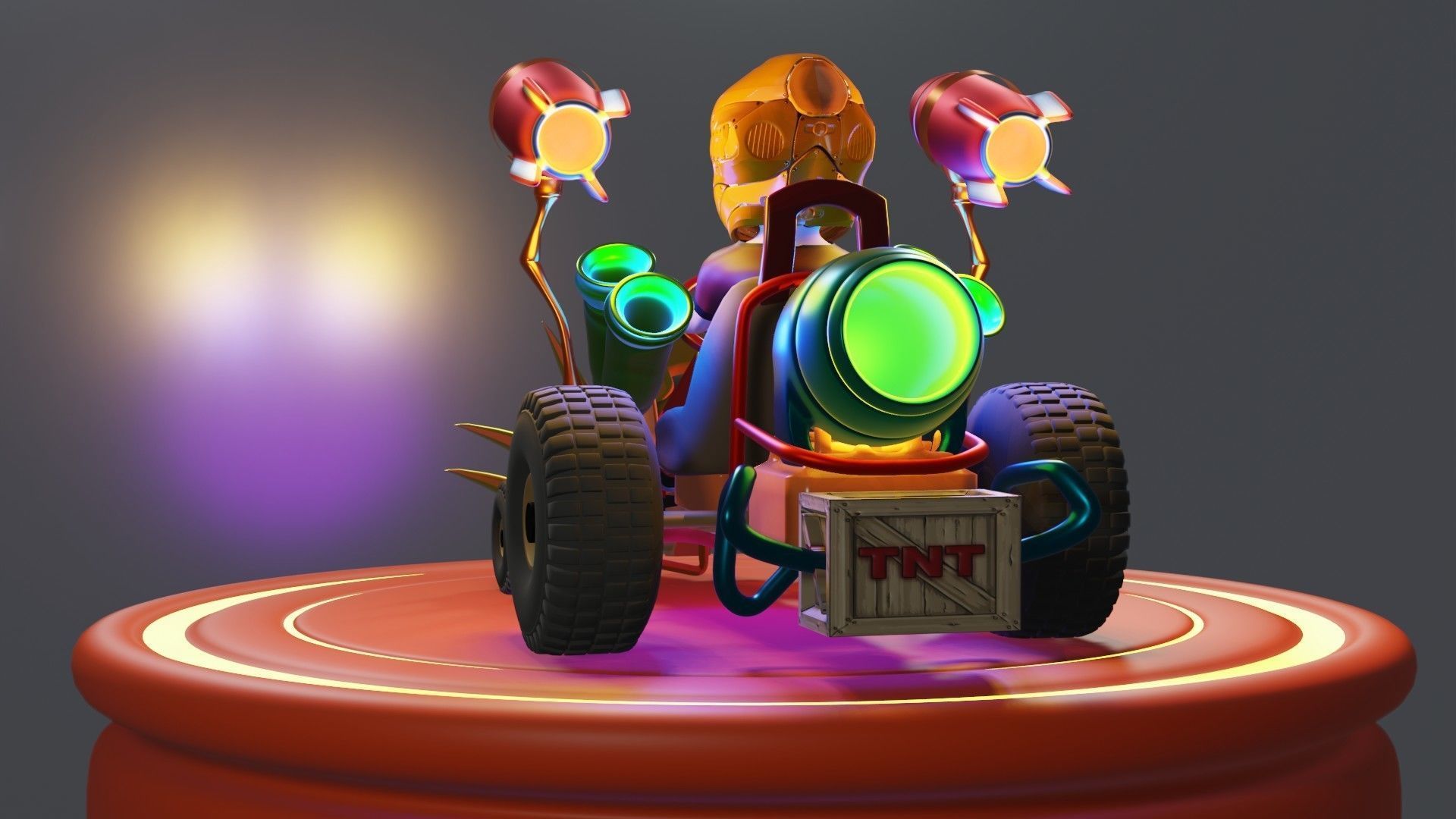 Go-Kart Game Ready 3D Model robot car Low-poly 3D model_19