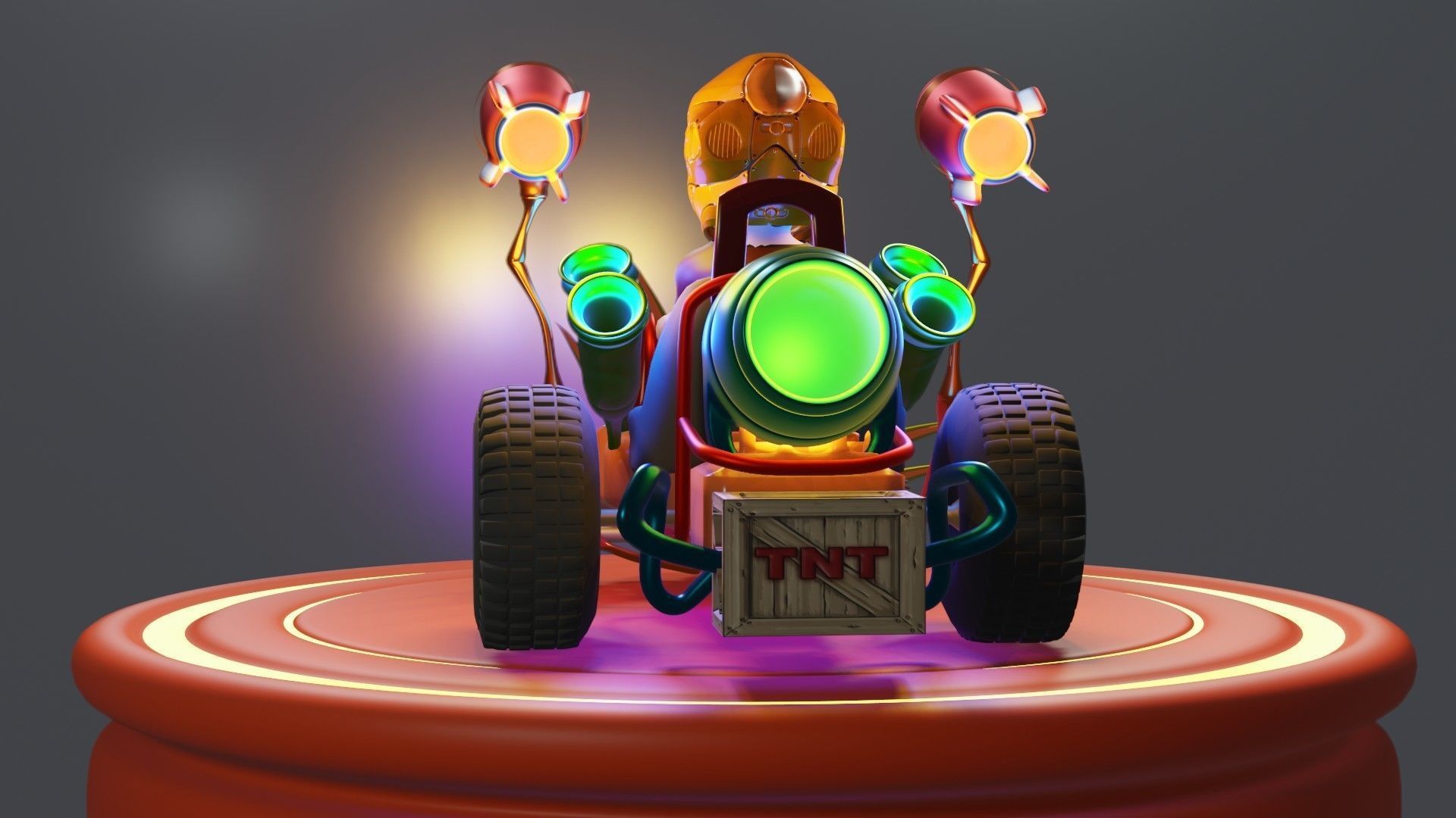 Go-Kart Game Ready 3D Model robot car Low-poly 3D model_20