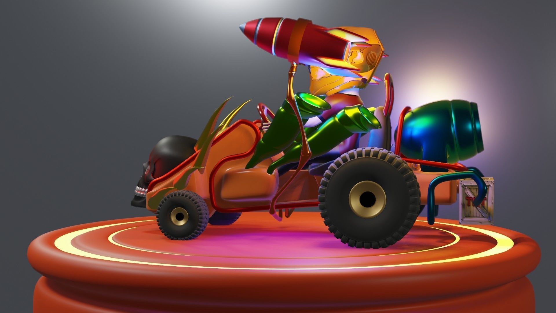 Go-Kart Game Ready 3D Model robot car Low-poly 3D model_14