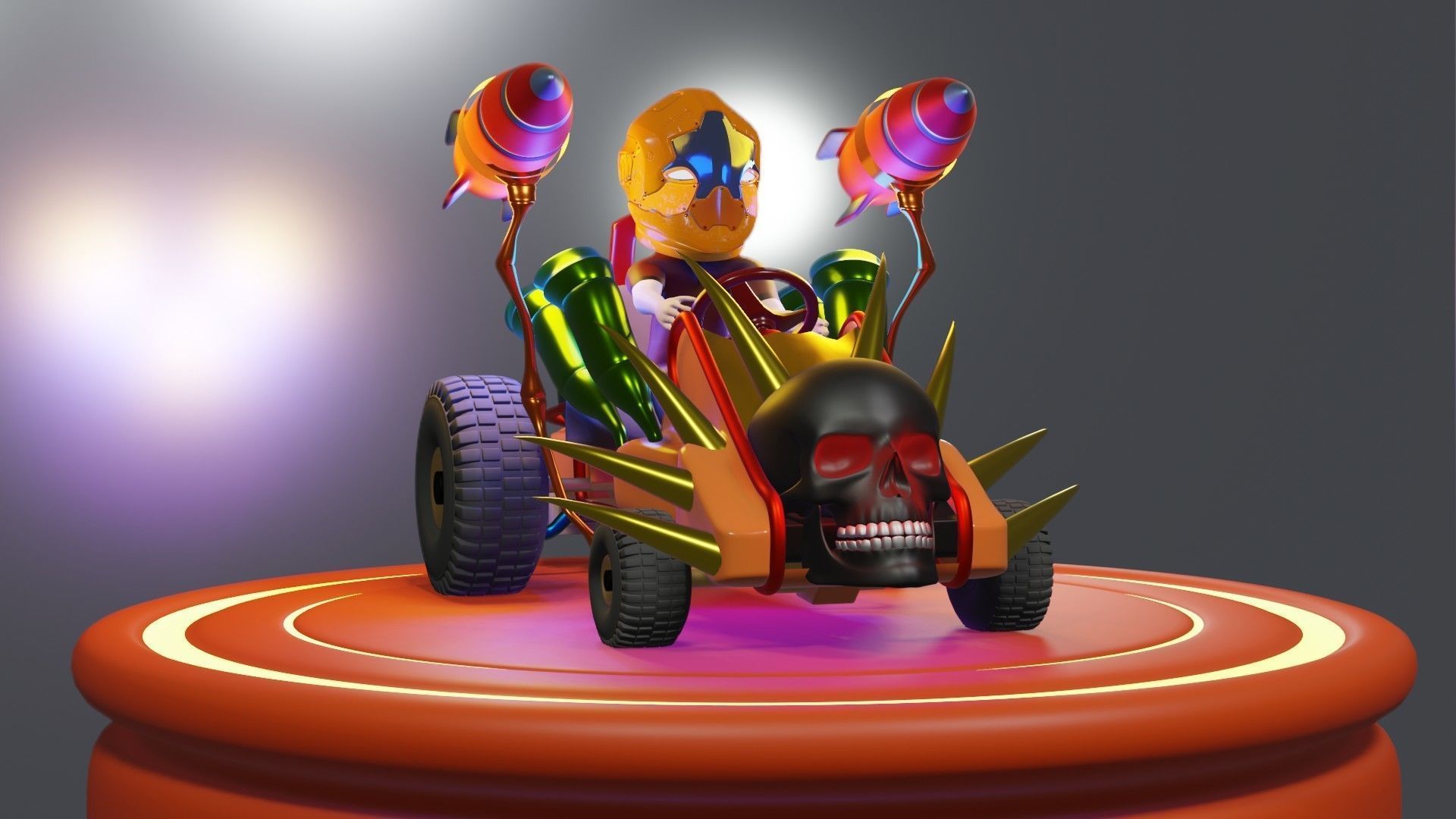 Go-Kart Game Ready 3D Model robot car Low-poly 3D model_10