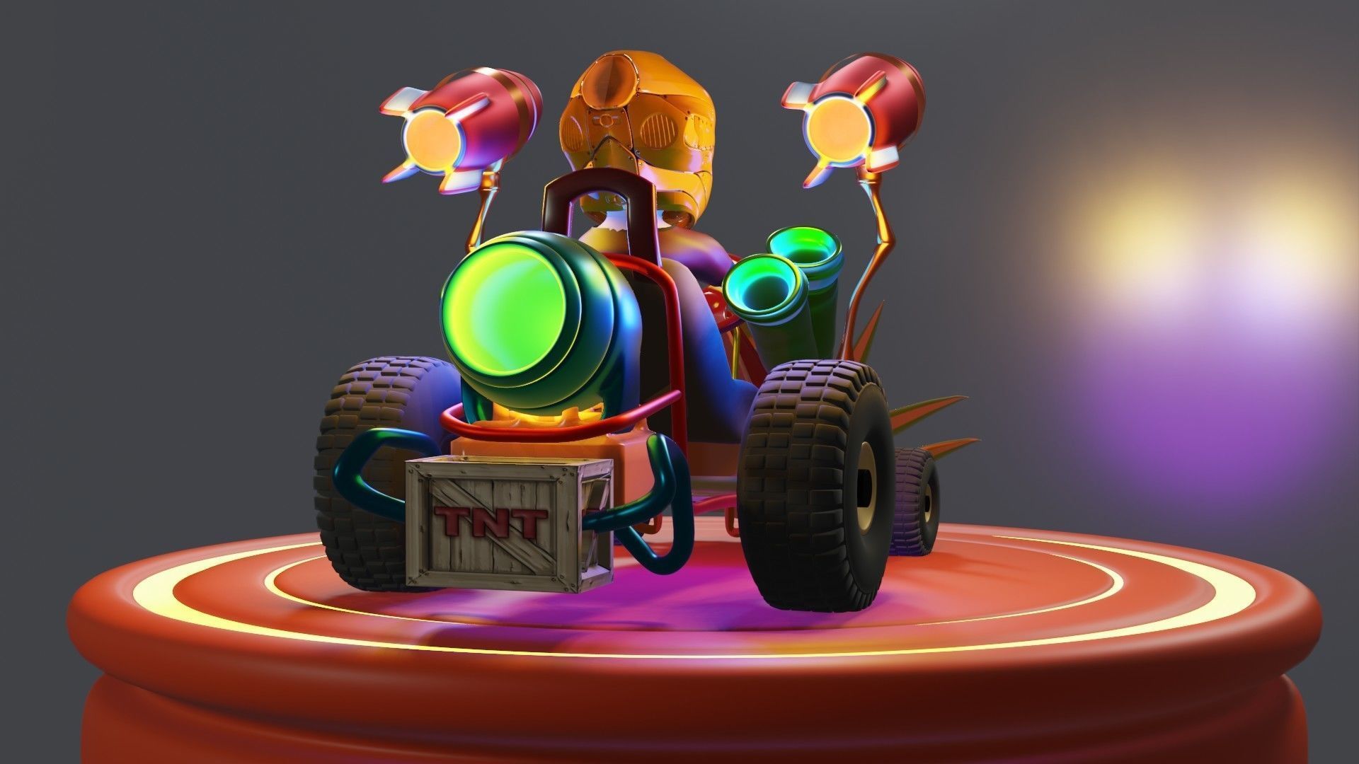 Go-Kart Game Ready 3D Model robot car Low-poly 3D model_23