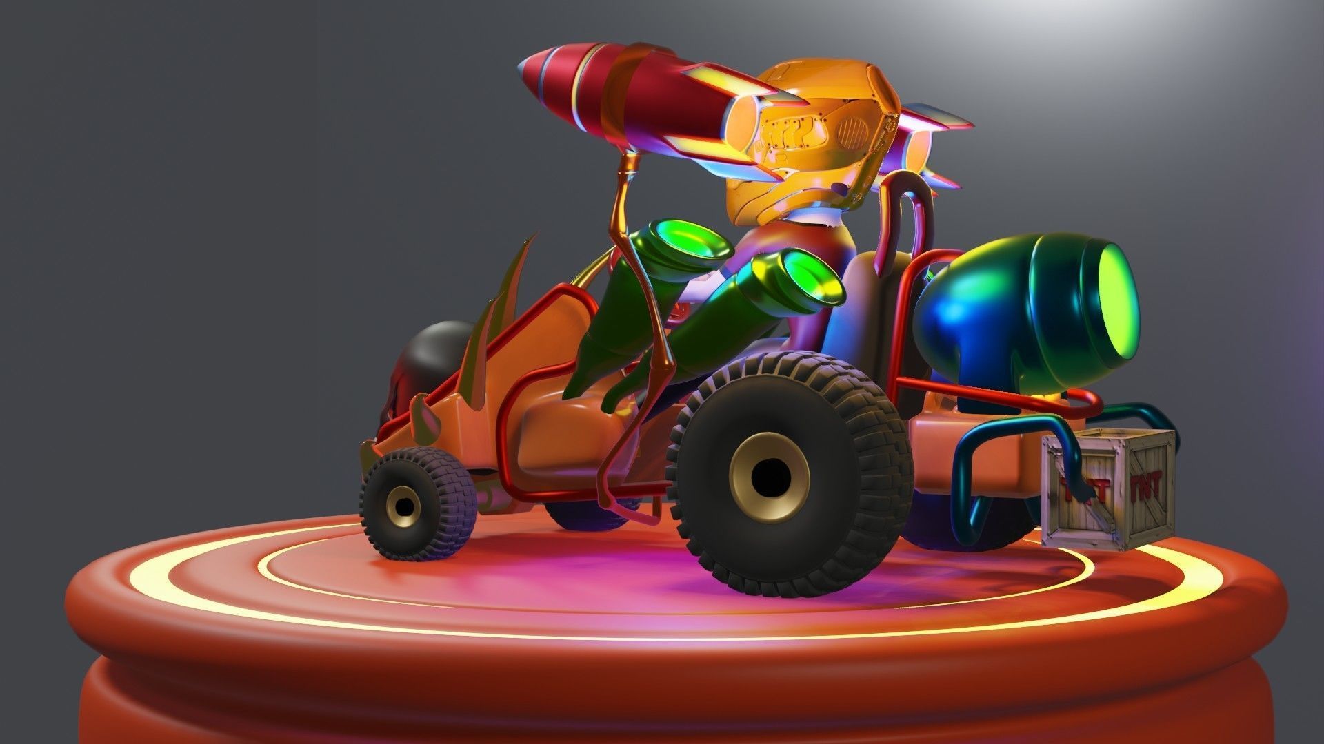 Go-Kart Game Ready 3D Model robot car Low-poly 3D model_16