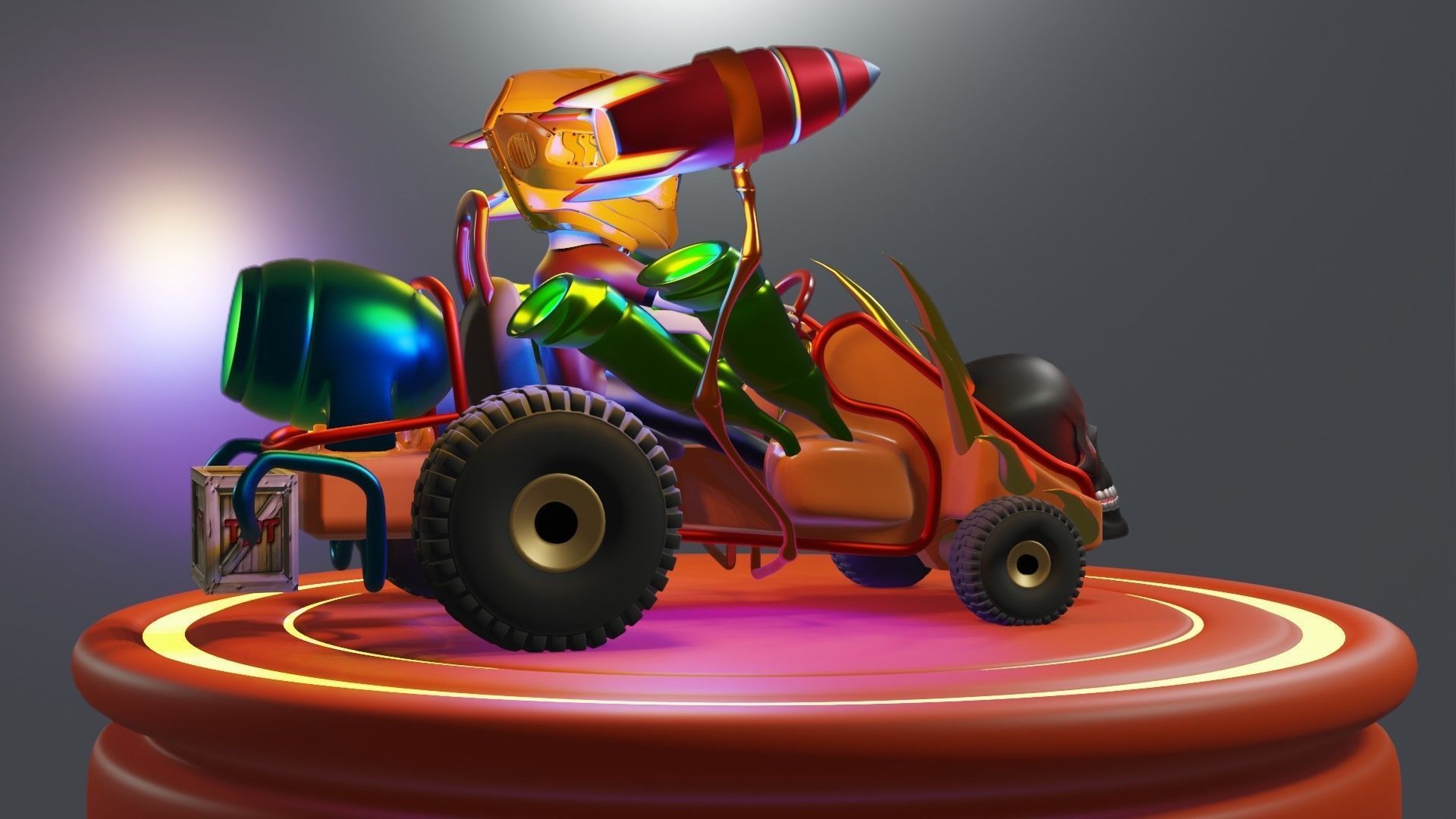 Go-Kart Game Ready 3D Model robot car Low-poly 3D model_29