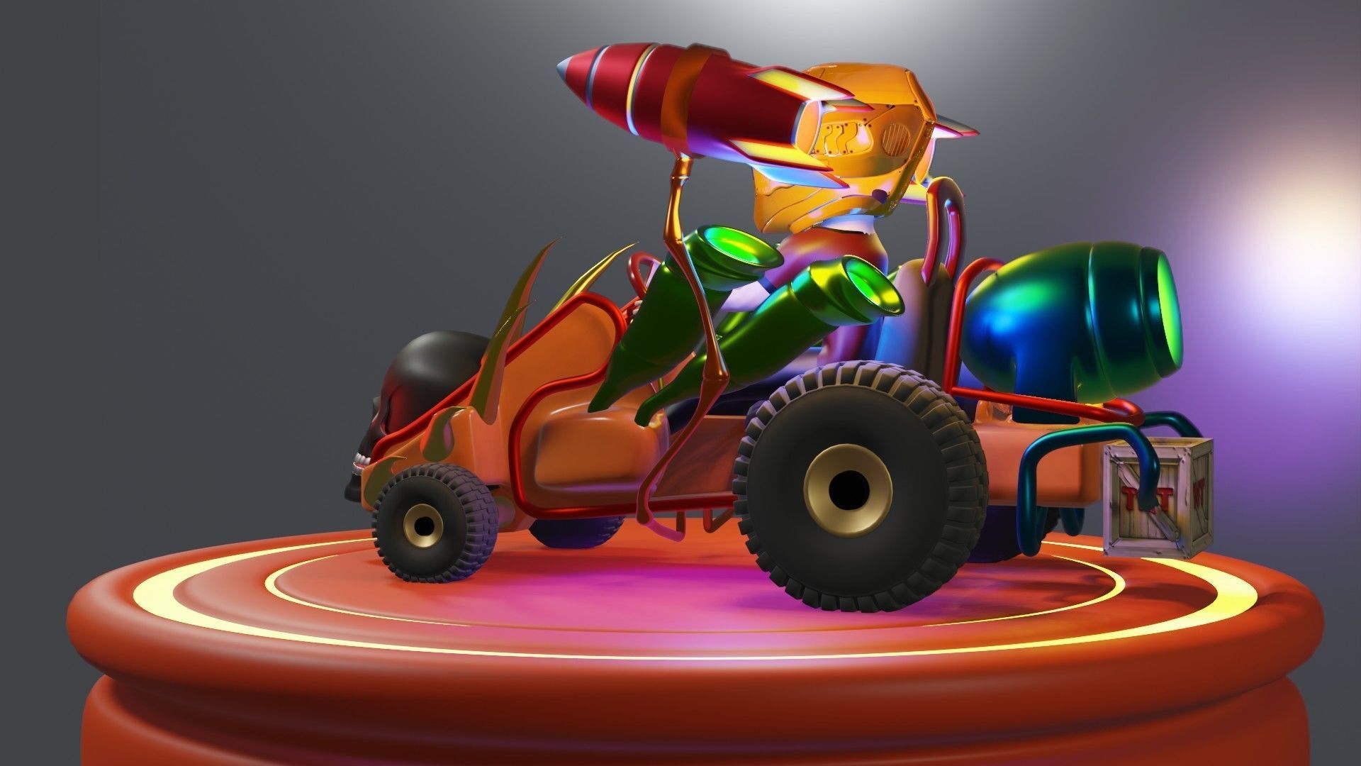 Go-Kart Game Ready 3D Model robot car Low-poly 3D model_15