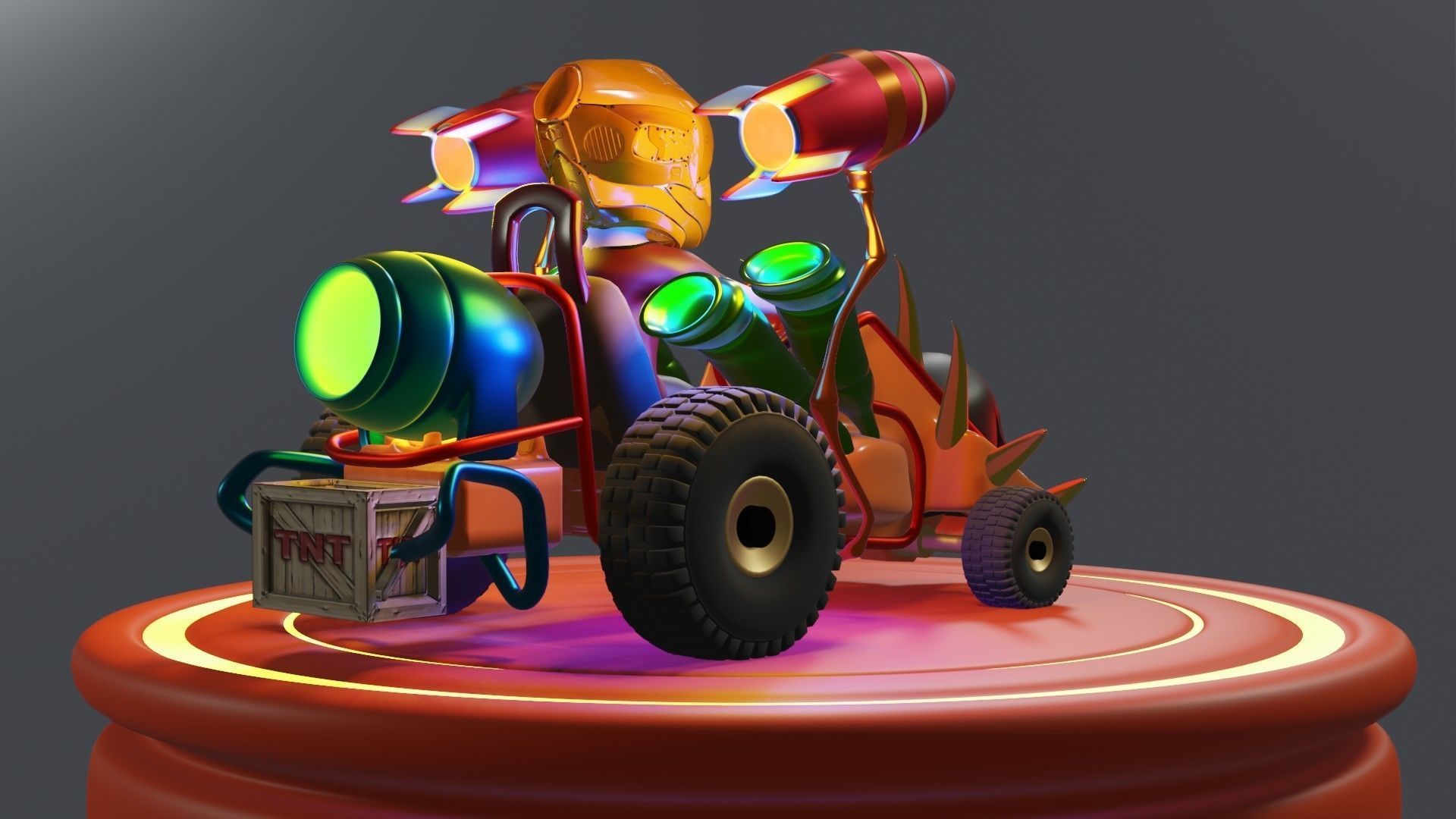 Go-Kart Game Ready 3D Model robot car Low-poly 3D model_26