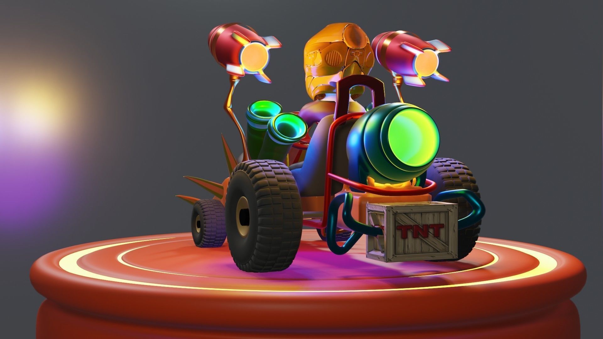 Go-Kart Game Ready 3D Model robot car Low-poly 3D model_18